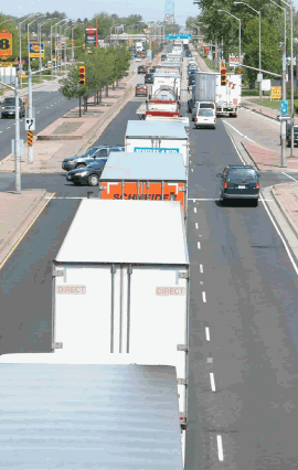 Typical truck congested street